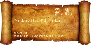 Petkovits Márta névjegykártya