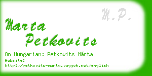 marta petkovits business card