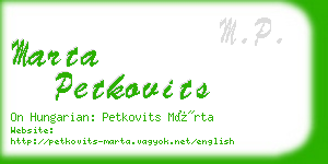 marta petkovits business card